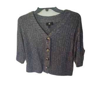 IZ gray button up crop cardigan knit size small